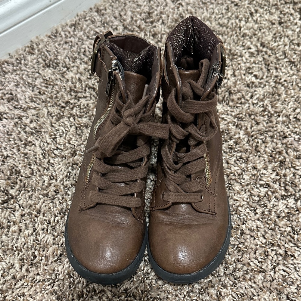 Brown Lace-Up Ankle Boots